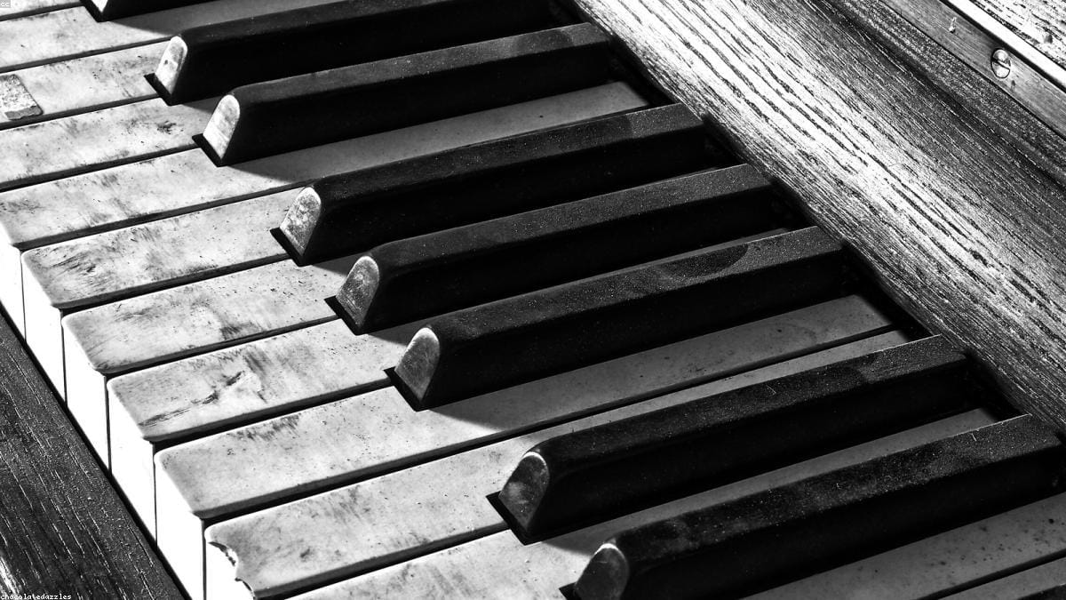 Piano keys illustrating major and minor scales